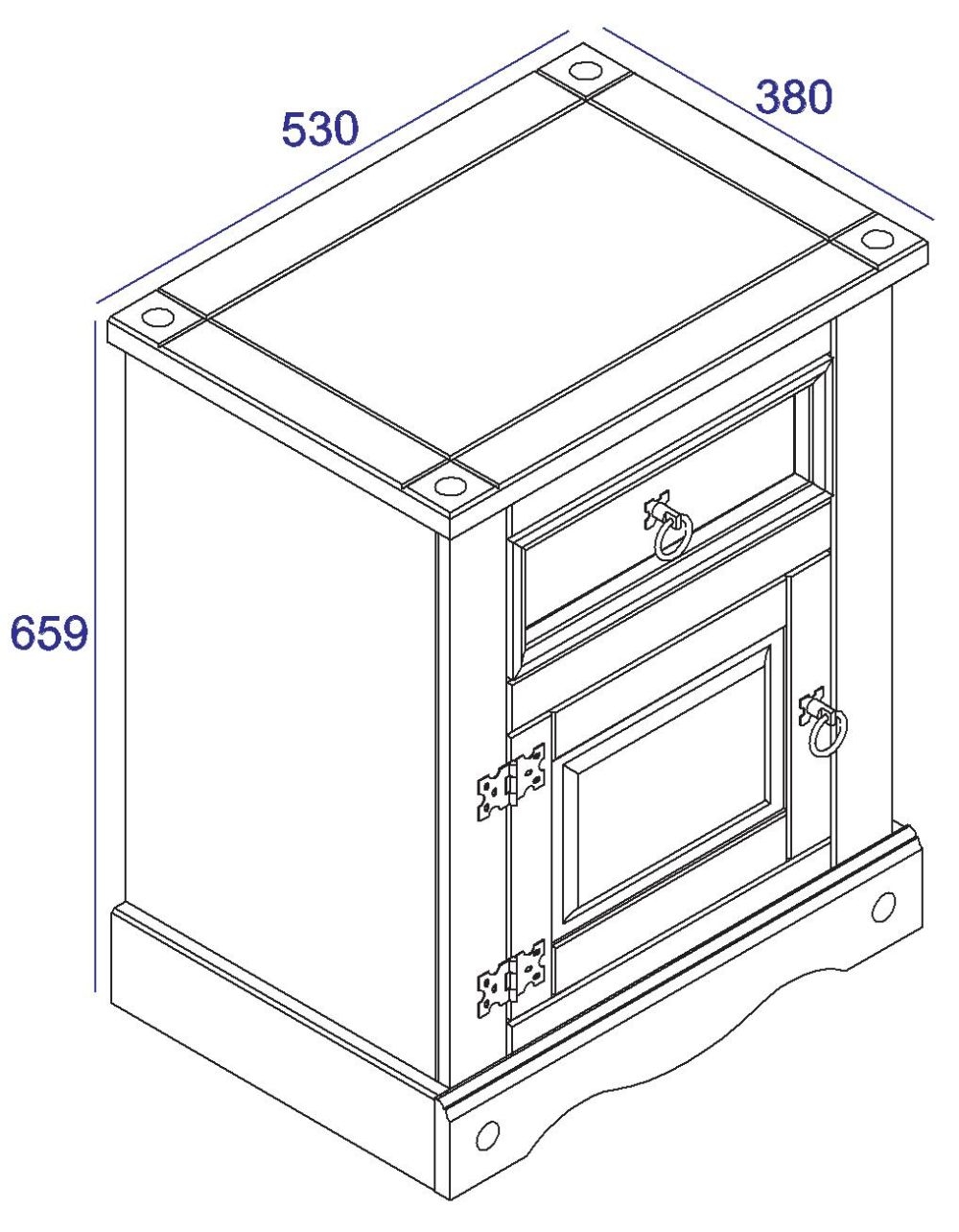 Product photograph of Corona White Mexican Pine 1 Door 1 Drawer Bedside Cabinet from Choice Furniture Superstore.